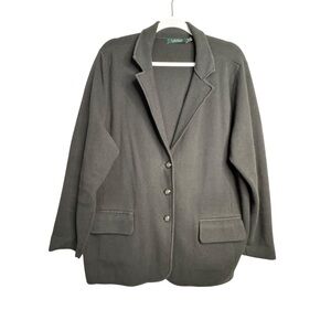 Lauren Ralph Lauren Sweater Knit Blazer Women's Size 2X Black Cotton Blend
